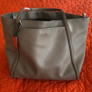 Tumi grey leather voyageur handbag purse tote